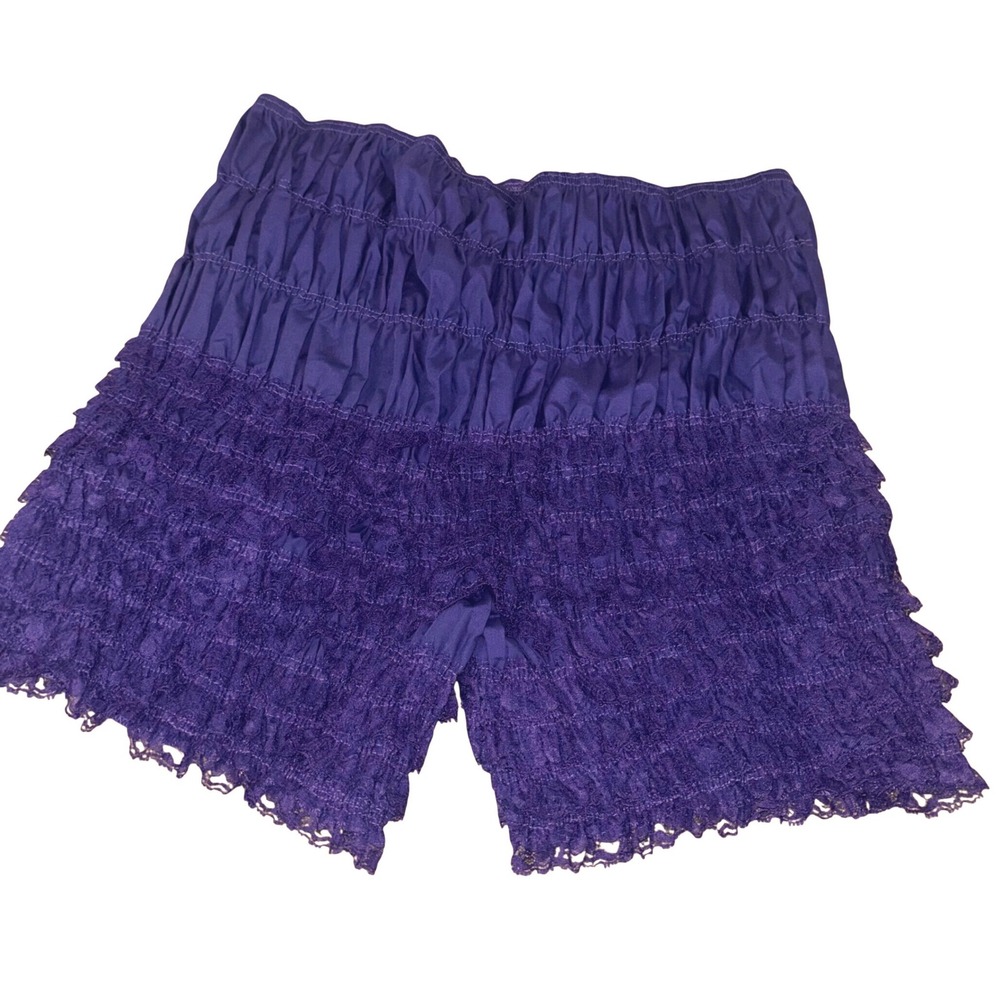 Vtg 70s Sam's ruffled bloomers shorts nylon lace purple deadstock XL